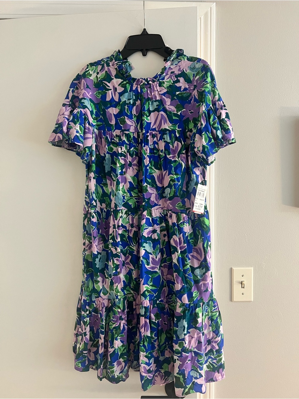Donna Morgan Blue & Purple Floral Midi Dress